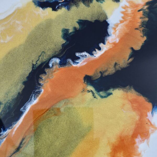 Abstract in blue and oranges.